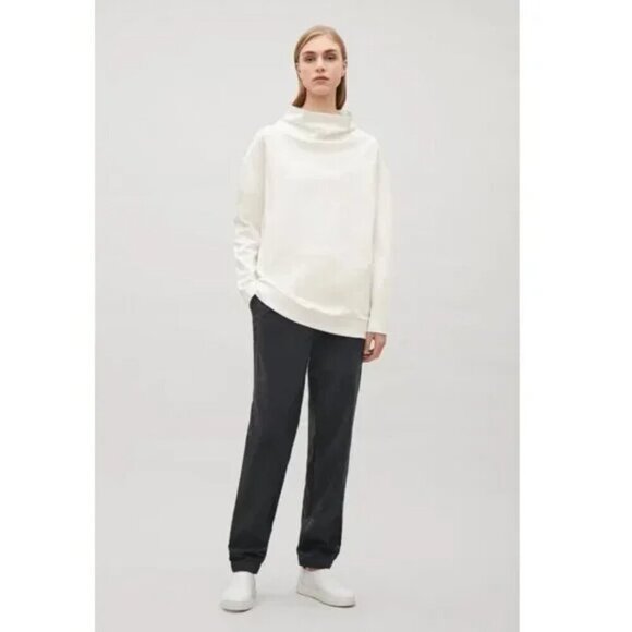 COS | Draped Neck Sweatshirt in White - Picture 10 of 11